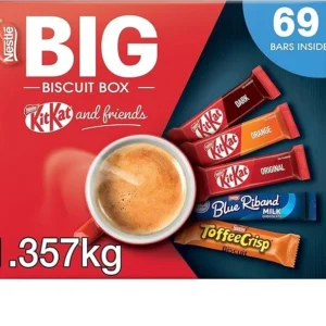 【New User Only】Nestlé Kitkat and Friends Big Biscuit Box | 69 x Chocolate Biscuit Bars – KitKat, Blue Riband, Toffee Crisp | Bulk Chocolate Box 1.357kg